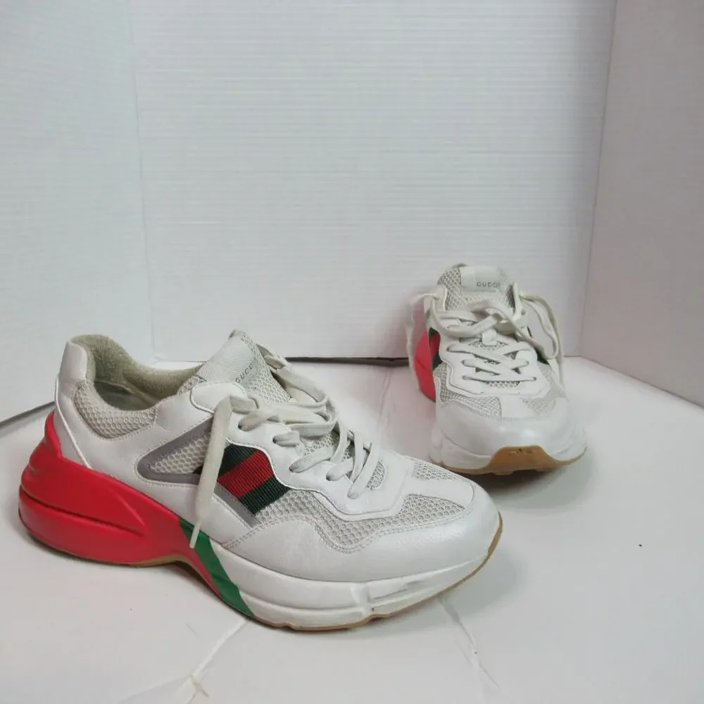 Gucci Rhyton Epilogue Sneaker Mens US 8 White Red Tennis Shoe Designer